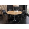 Designov&yacute; modern&iacute; kulat&yacute; j&iacute;deln&iacute; stůl Maderia s dubovou světlou hnědou deskou a černou kovovou nohou 120 cm