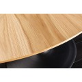 Designový moderní kulatý jídelní stůl Maderia s dubovou světlou hnědou deskou a černou kovovou nohou 120 cm