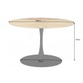 Designový moderní kulatý jídelní stůl Maderia s dubovou světlou hnědou deskou a černou kovovou nohou 120 cm