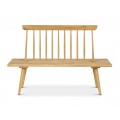 Moderní masivní lavice Hiberto s designovou opěrkou z teakového dřeva ve světle hnědé barvě 150 cm