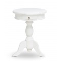 Luxusní klasický masivní mahagonový bílý příruční stolek Mahani s kulatou vrchní deskou s jednou zásuvkou s vyřezávanou nohou se čtyřmi rameny