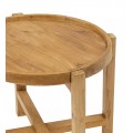 Masivní venkovský příruční stolek Madero ve světle hnědé barvě s kulatou deskou s vyvýšeným okrajem 56 cm