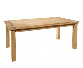 Masivní venkovský obdélníkový jídelní stůl Madero z recyklovaného teakového dřeva světle hnědé barvy s masivní vrchní deskou a rovným širokým nohama