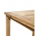 Luxusní masivní venkovský obdélníkový jídelní stůl Madero ze světle hnědého teakového dřeva s hranatýma nohama 200 cm