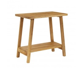 Masivní venkovský konzolový stolek Madero z recyklovaného teakového dřeva v přírodní hnědé barvě s policí 80 cm