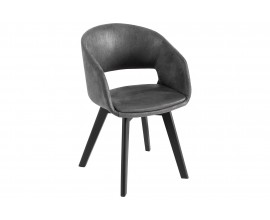 Design modern Lena dining chair with gray upholstery and black wooden legs 79cm