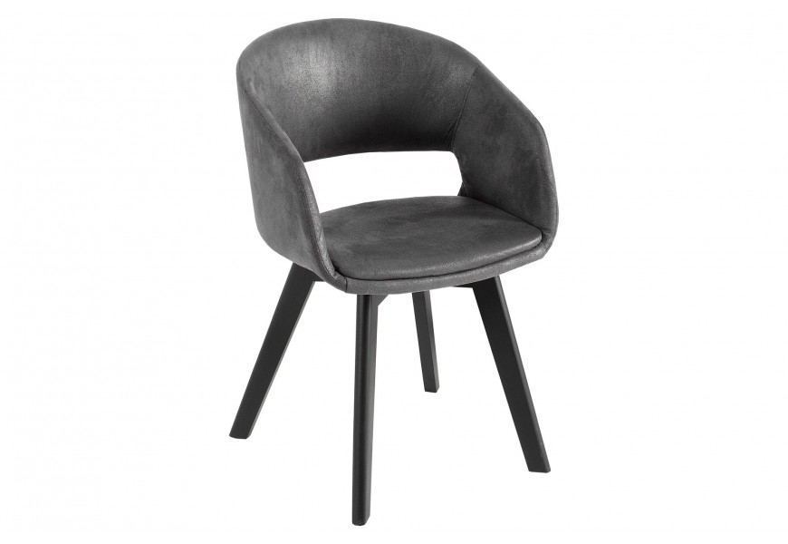Design modern Lena dining chair with gray upholstery and black wooden legs 79cm