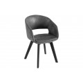 Design modern Lena dining chair with gray upholstery and black wooden legs 79cm