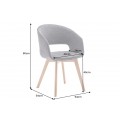 Design modern Lena dining chair with gray upholstery and black wooden legs 79cm
