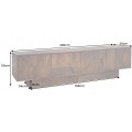 Designový art deco čtyřdveřový TV stolek Sonia s geometrickým reliéfem z masivního mangového dřeva v hnědé barvě 200 cm