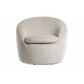 Moderní otočné kulaté křeslo Elian s čalouněním a potahem ze strukturované látky v béžové barvě 76 cm