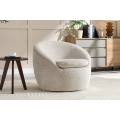 Moderní otočné kulaté křeslo Elian s čalouněním a potahem ze strukturované látky v béžové barvě 76 cm