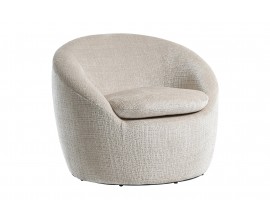 Moderní otočné kulaté křeslo Elian s čalouněním a potahem ze strukturované látky v béžové barvě 76 cm