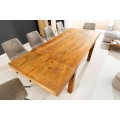 Masivní rozkládací obdélníkový jídelní stůl Mammut z akáciového dřeva v medově hnědé barvě 120-200 cm