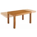 Masivní rozkládací obdélníkový jídelní stůl Mammut z akáciového dřeva v medově hnědé barvě 120-200 cm