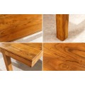 Masivní rozkládací obdélníkový jídelní stůl Mammut z akáciového dřeva v medově hnědé barvě 120-200 cm