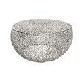 Moderní designový kulatý konferenční stolek Hoja ve stříbrné barvě s organickým vzorem z kovu 80 cm