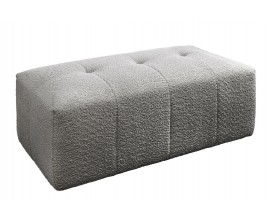 Designová taburetka Queen s šedým potahem z bouclé materiálu v obdélníkovém tvaru s prošíváním