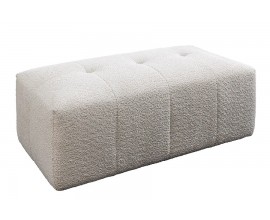 Designová dvoumístná taburetka Queen v béžové šampaňské barvě v obdélníkovém tvaru s prošíváním s bouclé potahem