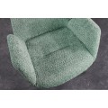 Designov&aacute; zelen&aacute; boucl&eacute; j&iacute;deln&iacute; židle Gothenborg s n&iacute;zk&yacute;mi bočn&iacute;mi opěrkami a dubov&yacute;mi nožičkami 85 cm