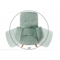 Designov&aacute; zelen&aacute; boucl&eacute; j&iacute;deln&iacute; židle Gothenborg s n&iacute;zk&yacute;mi bočn&iacute;mi opěrkami a dubov&yacute;mi nožičkami 85 cm