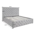 Moderní čalouněná manželská postel Kreon s úložným prostorem a šedým sametovým potahem s chesterfield prošíváním 180 cm