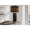 Designov&aacute; art deco čern&aacute; stoln&iacute; lampa Draconia s keramickou podstavou s reli&eacute;fn&iacute;m čtvercov&yacute;m vzorem a zlat&yacute;mi detaily 70 cm
