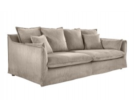 Moderní skandinávská třímístná sedačka Heaven s béžovým manšestrovým odnímatelným potahem a polštáři 200 cm