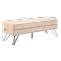 Moderní designový TV stolek Andala se třemi dvířky ve světlém hnědém dubovém provedení s černými detaily 160 cm