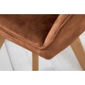Moderní designová otočná jídelní židle Caballet s opěrkami na ruce s hnědým sametovým potahem a bukovýma nohama 62 cm