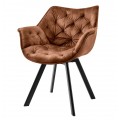 Modern&iacute; hněd&aacute; otočn&aacute; j&iacute;deln&iacute; židle Hetty se sametov&yacute;m potahem s kovov&yacute;mi nožičkami v čern&eacute; barvě 81 cm