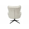 Moderné dizajnové otočné kreslo Velly s béžovým textúrovaným poťahom a čiernou kovovou nohou 95 cm