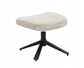 Modern&iacute; designov&aacute; taburetka Velly s obd&eacute;ln&iacute;kov&yacute;m čalouněn&yacute;m sedadlem s žinylkov&yacute;m potahem ve světl&eacute; &scaron;ampaňsk&eacute; b&eacute;žov&eacute; barvě s kovovou nohou s černou čtyřramennou podstavou