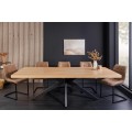Modern&iacute; designov&yacute; obd&eacute;ln&iacute;kov&yacute; j&iacute;deln&iacute; stůl Dias se světlou hnědou dubovou deskou a čern&yacute;mi kovov&yacute;mi nohami 240 cm