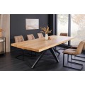 Modern&iacute; designov&yacute; obd&eacute;ln&iacute;kov&yacute; j&iacute;deln&iacute; stůl Dias se světlou hnědou dubovou deskou a čern&yacute;mi kovov&yacute;mi nohami 240 cm
