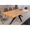 Modern&iacute; industri&aacute;ln&iacute; obd&eacute;ln&iacute;kov&yacute; j&iacute;deln&iacute; stůl Dias se světlou dubovou hnědou deskou a černou designovou podstavou 200 cm