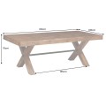 Venkovský vintage obdélníkový jídelní stůl Sawyer s překříženýma nohama v rustikálním tmavém hnědém provedení 210 cm