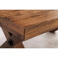 Designový venkovský obdélníkový konferenční stolek Sawyer s překříženýma nohama s hnědou rustikální povrchovou úpravou 110 cm