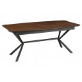 Modern&iacute; rozkl&aacute;dac&iacute; j&iacute;deln&iacute; stůl Arkline s obd&eacute;ln&iacute;kovou deskou v ořechov&eacute;m hněd&eacute;m proveden&iacute; s černou podstavou 180-270 cm