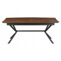 Modern&iacute; rozkl&aacute;dac&iacute; j&iacute;deln&iacute; stůl Arkline s obd&eacute;ln&iacute;kovou deskou v ořechov&eacute;m hněd&eacute;m proveden&iacute; s černou podstavou 180-270 cm