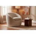 Moderní otočné kulaté křeslo Elian s čalouněním a potahem ze strukturované látky v béžové barvě 76 cm