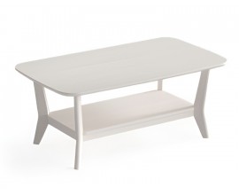 Luxusn&iacute; modern&iacute; obd&eacute;ln&iacute;kov&yacute; konferenčn&iacute; stolek Tallin v b&iacute;l&eacute; barvě z dubov&eacute;ho dřeva s polic&iacute; 110 cm
