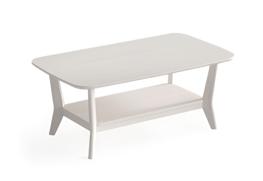 Luxusn&iacute; modern&iacute; obd&eacute;ln&iacute;kov&yacute; konferenčn&iacute; stolek Tallin v b&iacute;l&eacute; barvě z dubov&eacute;ho dřeva s polic&iacute; 110 cm