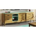 Luxusní obdélníkový televizní stolek Quebec ve venkovském stylu s posuvnými dvěma dvířky se dvěma šuplíky a dvěma policovými místy