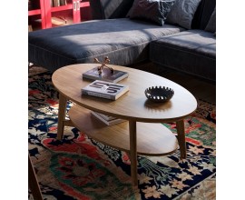 Luxusn&iacute; ov&aacute;ln&yacute; masivn&iacute; konferenčn&iacute; stolek Quebec s polic&iacute; 115 cm