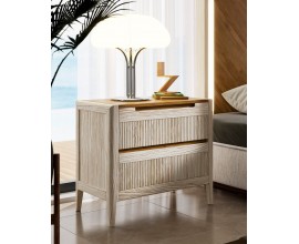 Luxusn&iacute; art deco obd&eacute;ln&iacute;kov&yacute; nočn&iacute; stolek Tallin se dvěma z&aacute;suvkami s vroubkovan&yacute;m povrchem 70 cm