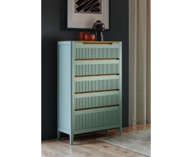 Luxusn&iacute; art deco obd&eacute;ln&iacute;kov&aacute; komoda Tallin s pěti z&aacute;suvkami a vroubkovan&yacute;m designem 127 cm