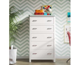 Designov&aacute; modern&iacute; dřevěn&aacute; komoda do ložnice s pěti &scaron;upl&iacute;ky Cerdena 121cm