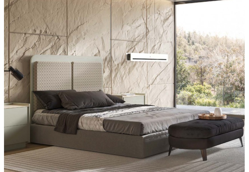 Luxusn&iacute; modern&iacute; manželsk&aacute; postel Tallin s dřevěn&yacute;m čelem a čalouněn&yacute;m r&aacute;mem 190 cm