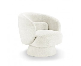 Bukl&eacute; designov&eacute; křeslo Elain kulat&eacute;ho tvaru s potahem b&iacute;l&eacute; barvy 71cm